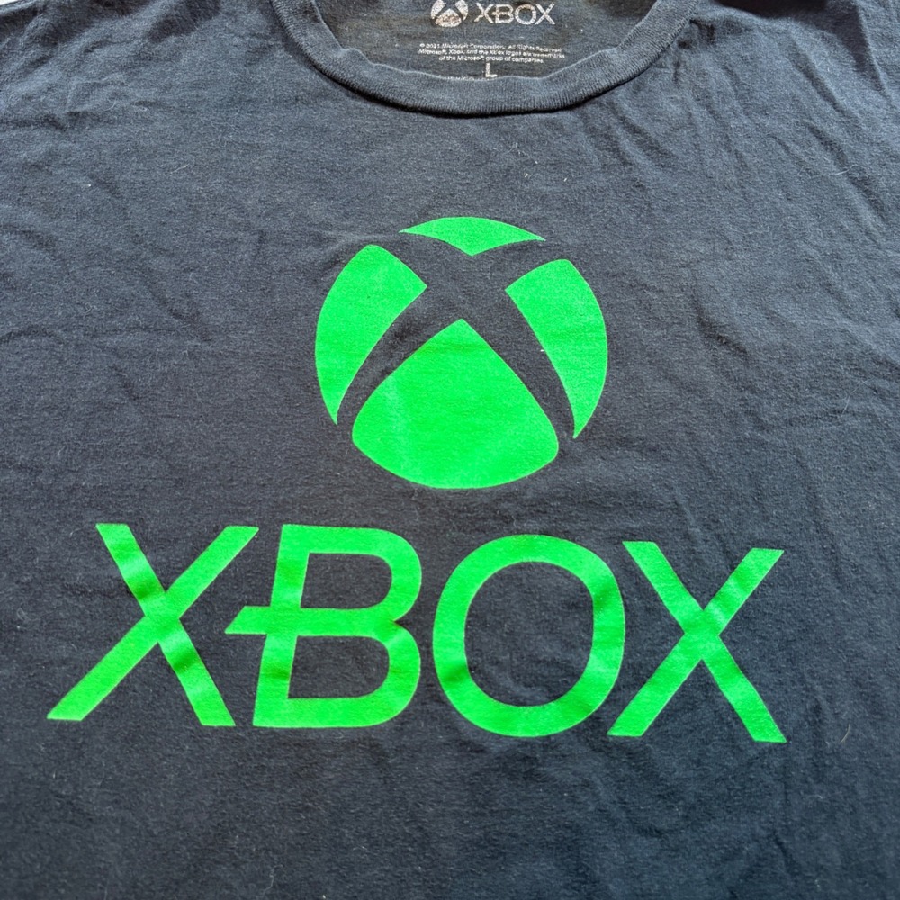 Xbox Mens Graphic T-Shirt Black Green Logo Microsoft Gaming Tee Large 2021